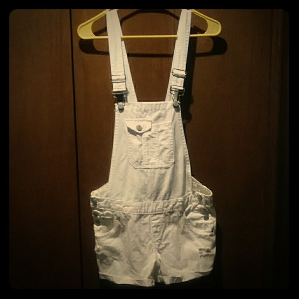 White overall shorts